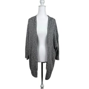 SUNDRY Cardigan Anthropologie‎ One Size Black White Striped Open Front Cozy Boho